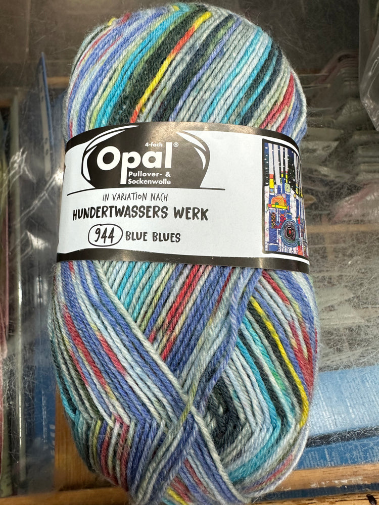 Opal sock yarn 4 ply hundertwassers werk 944 blue blue 4050