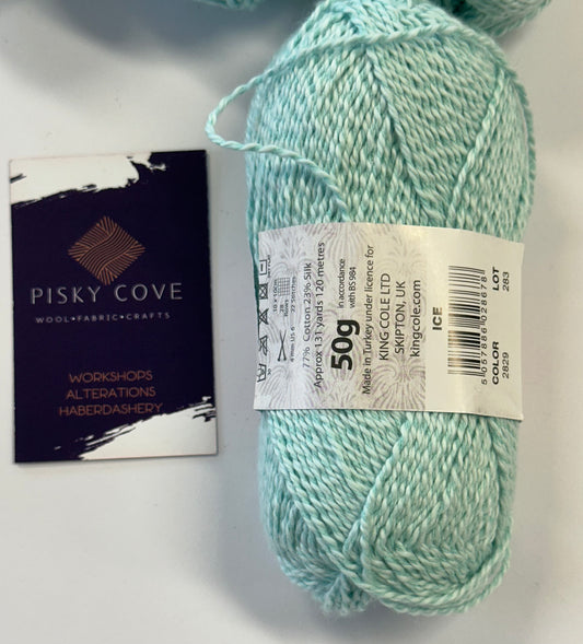 King Cole Finesse Cotton Silk DK – Ice | Luxury Cotton & Silk Double Knitting Yarn