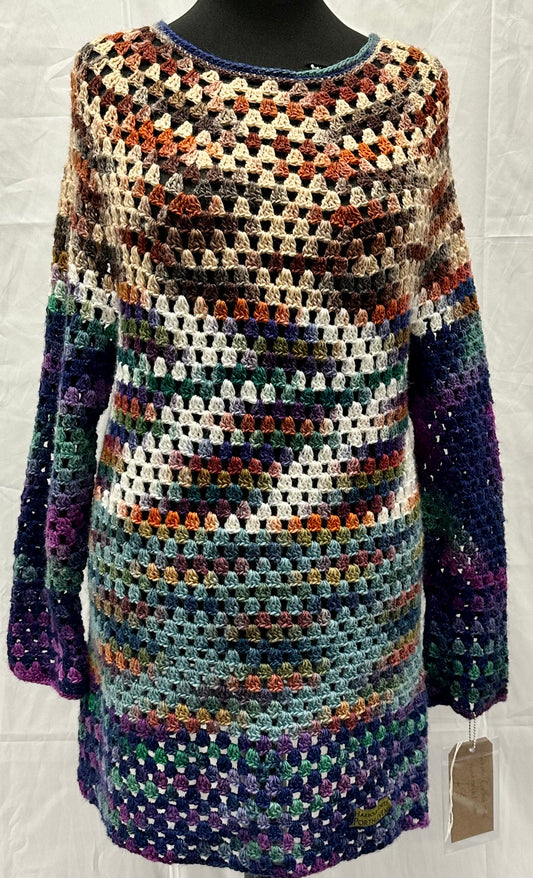 Wool & Acrylic Long Sleeved Tunic | Hand Knitted & Crocheted Knitwear