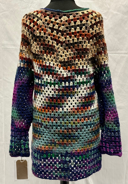 Wool & Acrylic Long Sleeved Tunic | Hand Knitted & Crocheted Knitwear