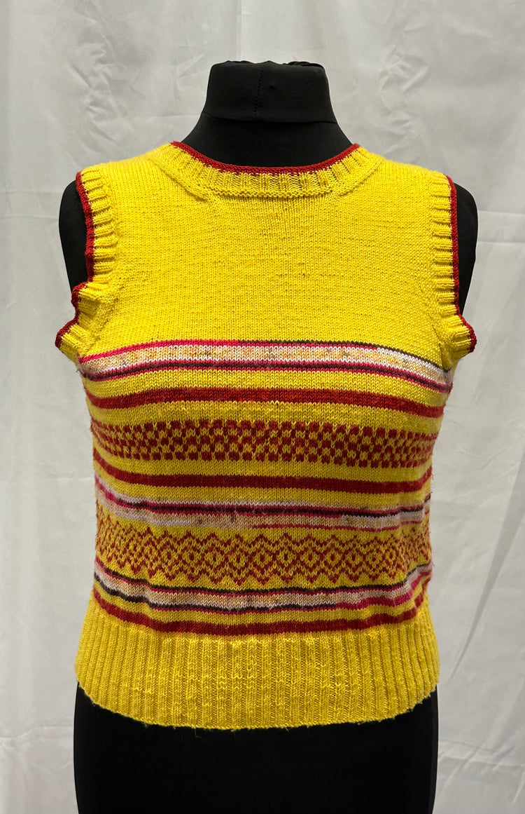 Yellow & Red Tank Top | Handmade Knitwear by Pisky Cove Cornwall