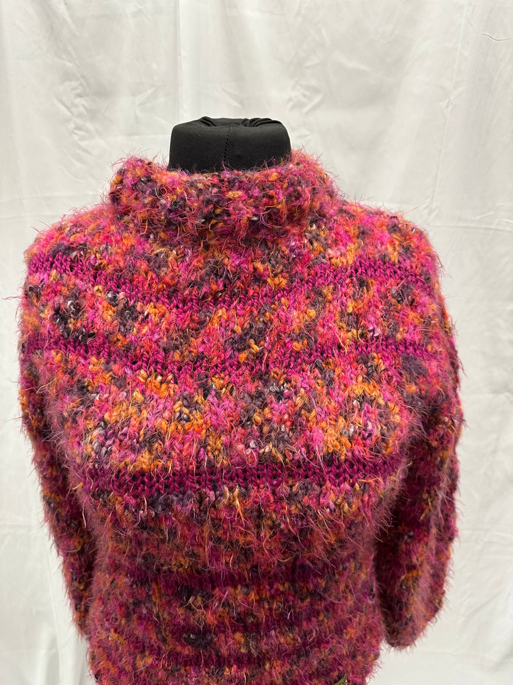 Red Mix Funky Jumper | Handmade Knitwear by Pisky Cove Cornwall