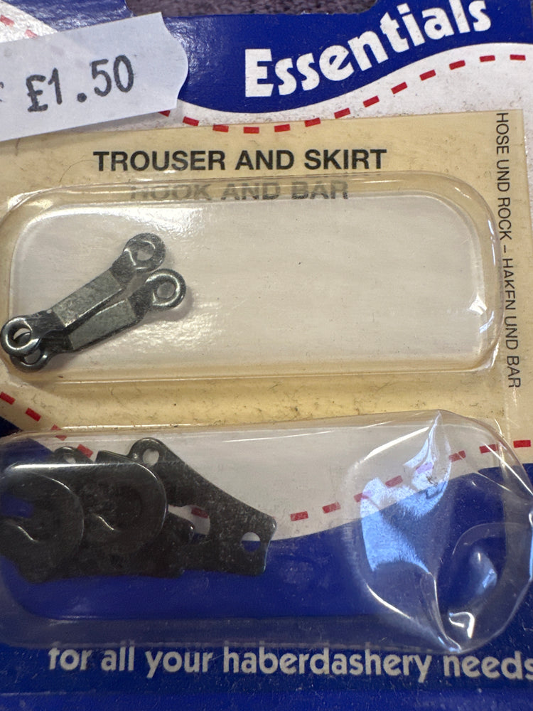 Essentials Trouser & Skirt Hook and Bar – Secure, Discreet Fastening for Garments