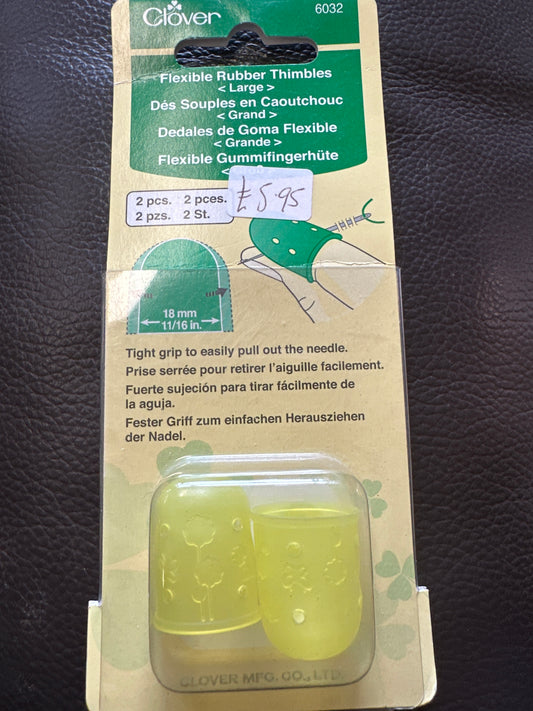 Clover Flexible Rubber Thimble Large – Comfortable Finger Protection for Hand Sewing