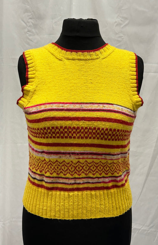 Yellow & Red Tank Top | Handmade Knitwear by Pisky Cove Cornwall