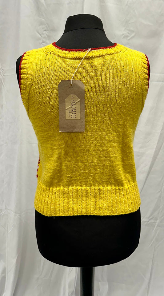 Yellow & Red Tank Top | Handmade Knitwear by Pisky Cove Cornwall
